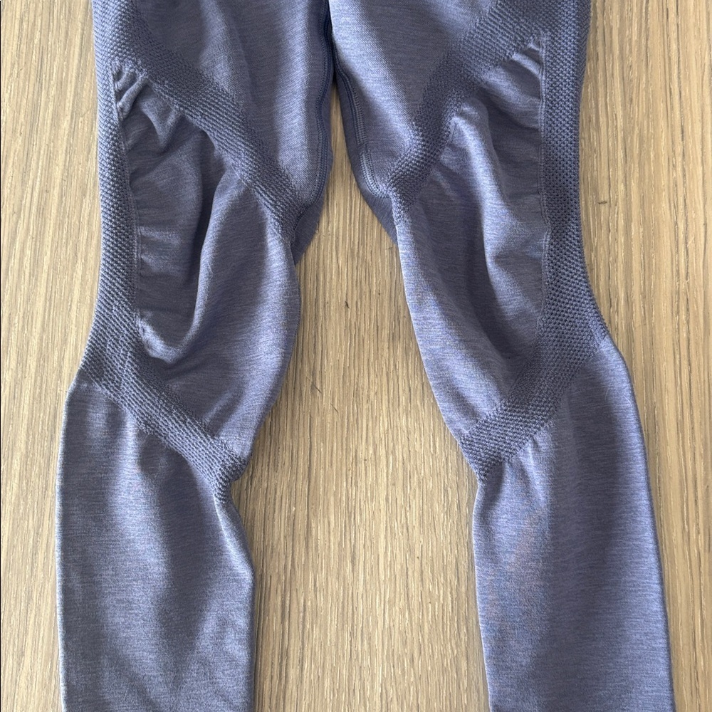 Alphalete High Rise Training Leggings Light Blue Ribbed Side Panels Size Small - Picture 3 of 7